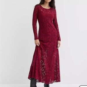 Elegant Loft Burgundy Lace Maxi Dress S NWT!